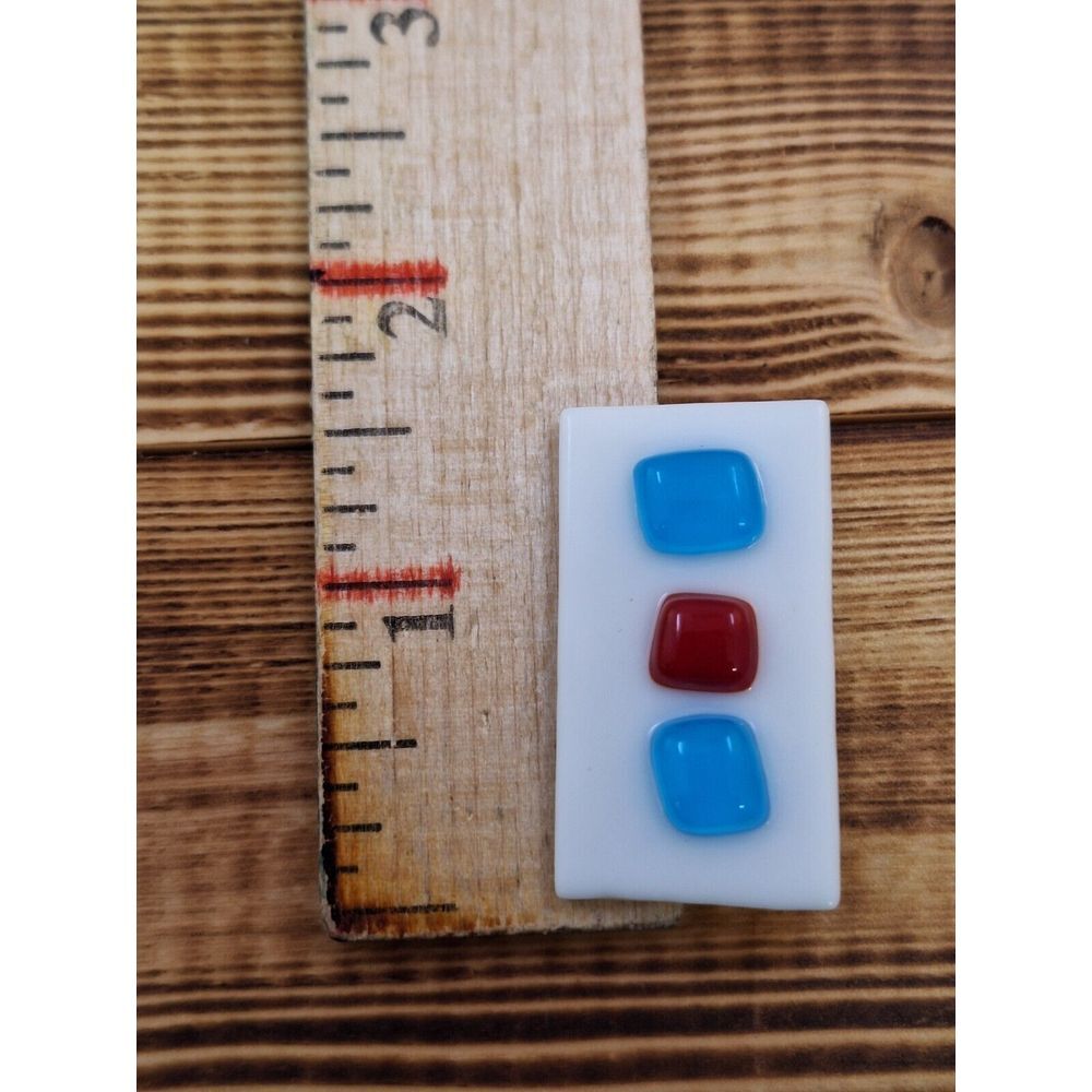 Fused Art Glass Rectangular Brooch Pin 1.5"‎ X 1" - Picture 5 of 6